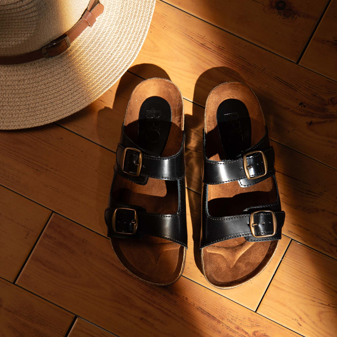 Arizona Black Natural Leather Slippers