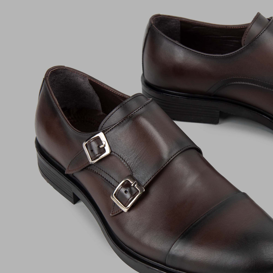 BRIO Genuine Leather Cap Toe Double Monk – New Brown
