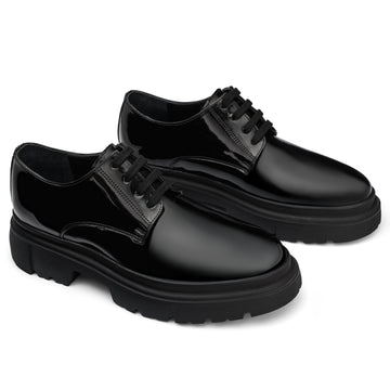 BRIO Genuine Leather chunky Glossy Shoes – Black