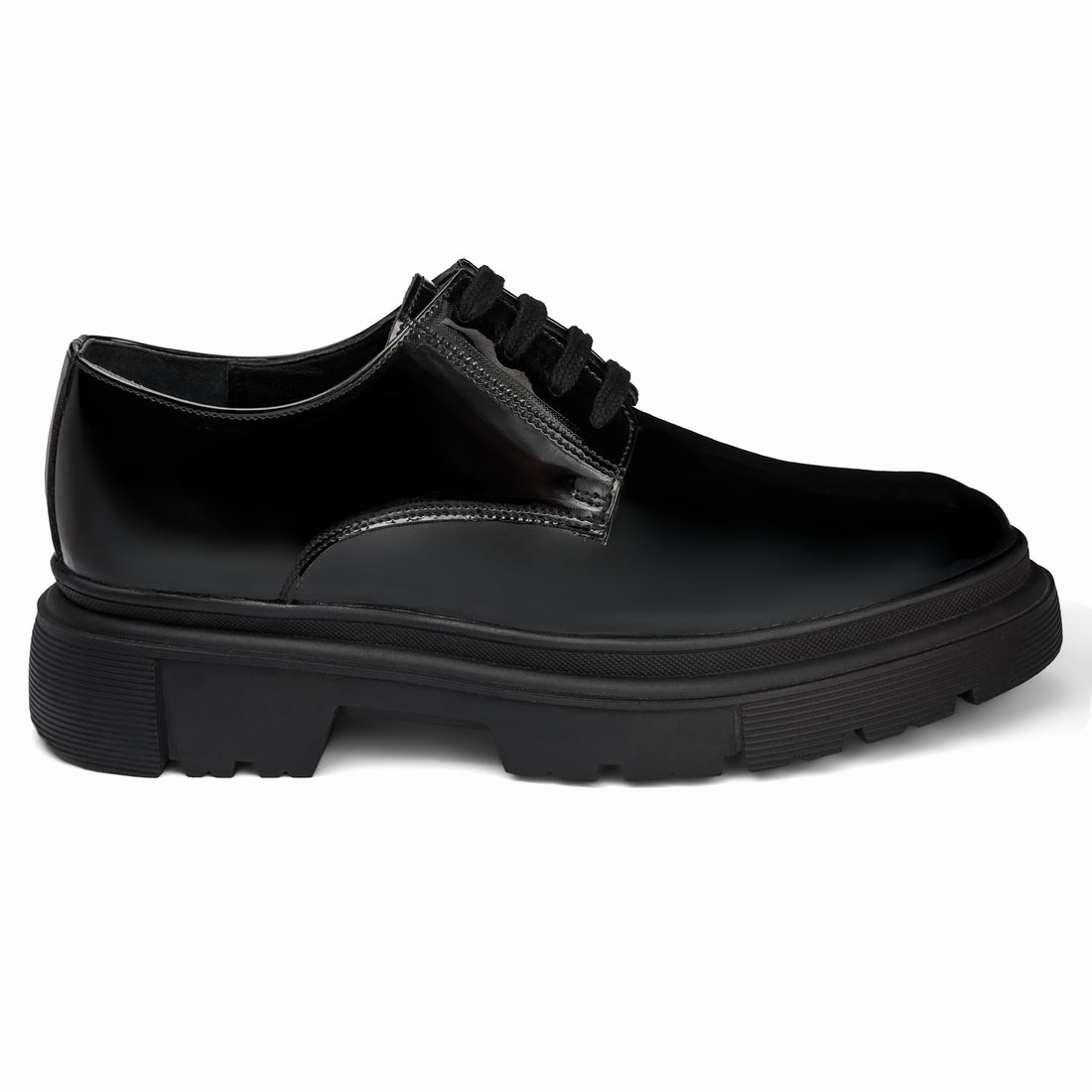 BRIO Genuine Leather chunky Glossy Shoes – Black