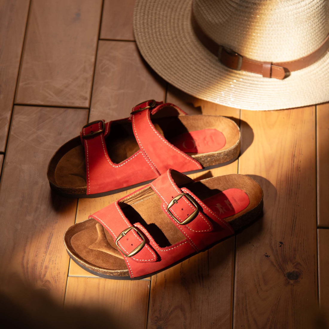 Arizona Red Natural Leather Slippers