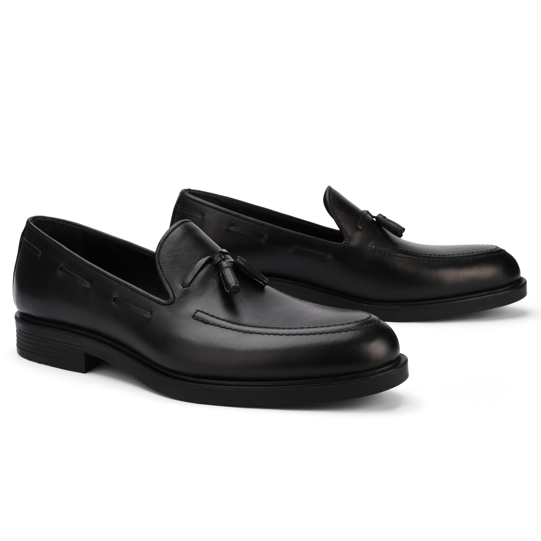 Brio Monarch Black Tassel Dress Loafers - Black