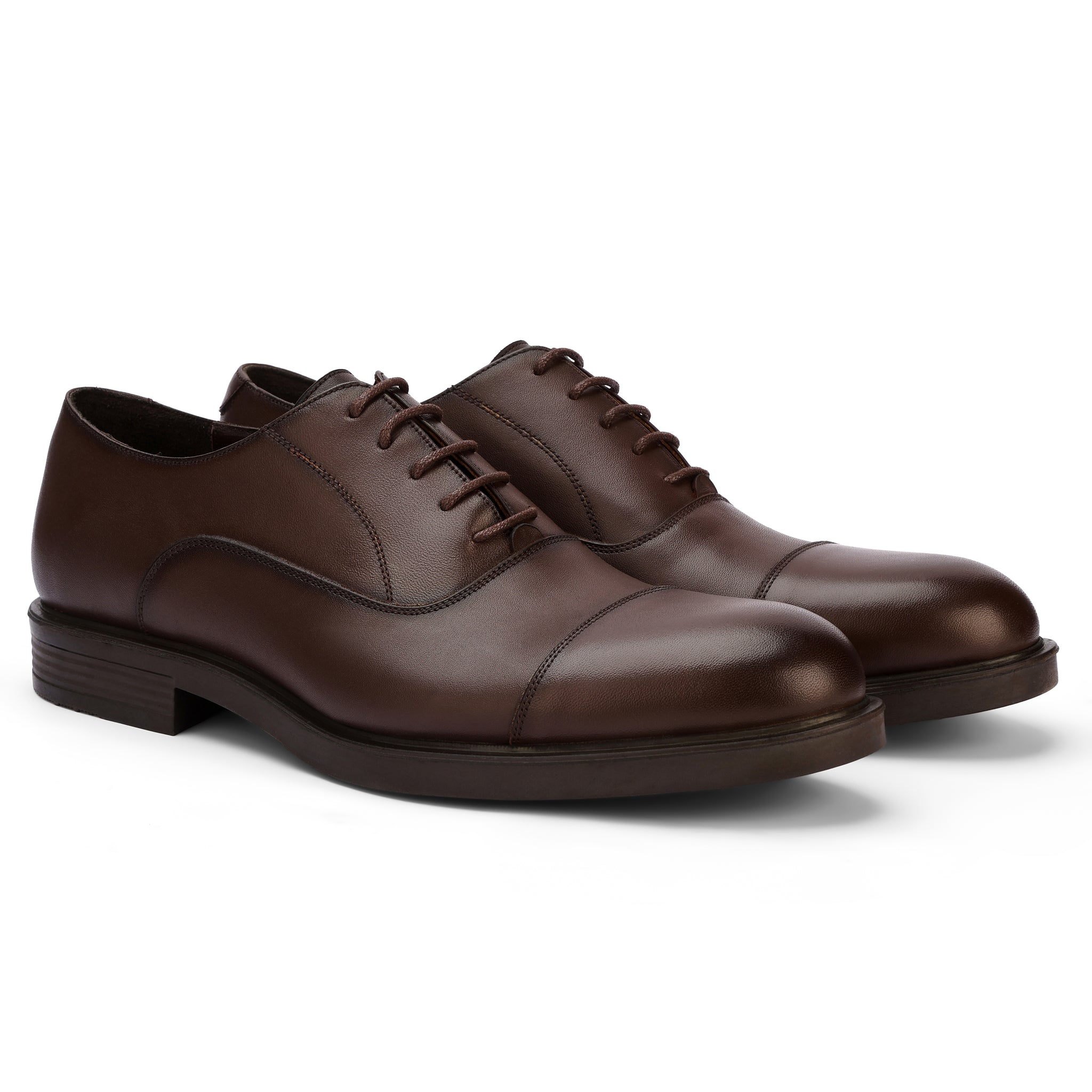 Brio Regal Brown Leather Dress Shoes - Brown