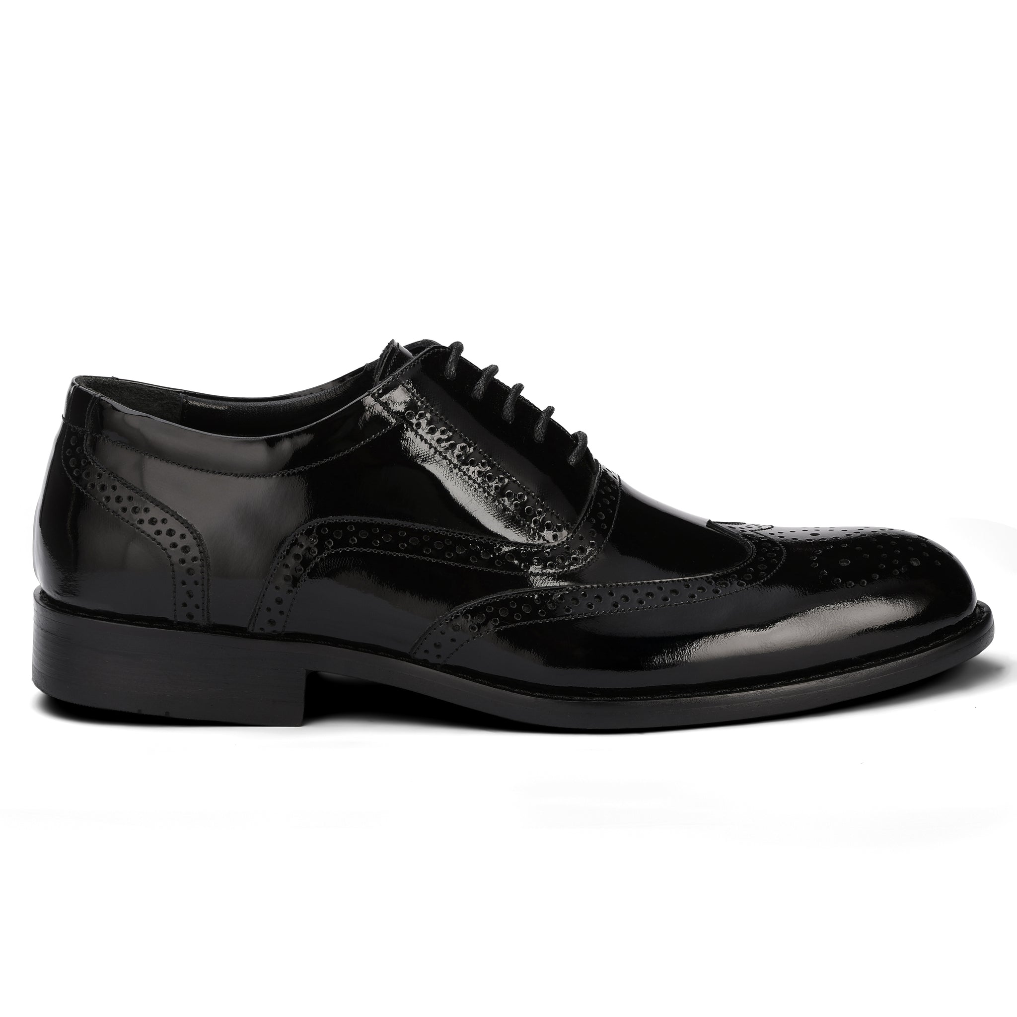 Brio Oxford Brogue Gloss Shoes - Black