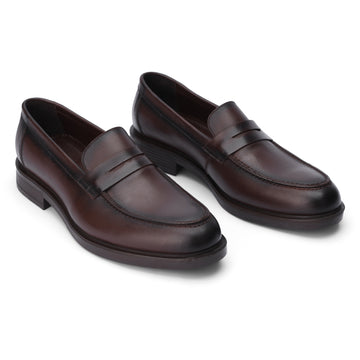 College Loafer Shoes Plain Brown