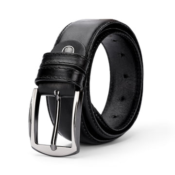 BRIO Smooth Leather Belt- BLACK