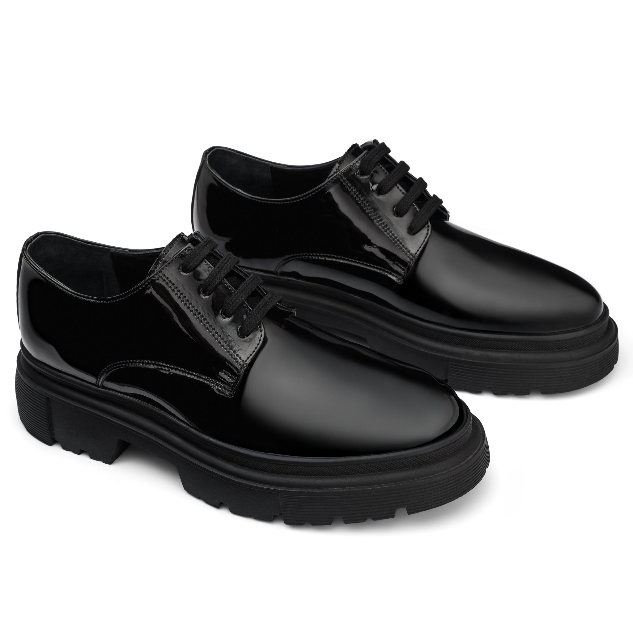 BRIO Genuine Leather chunky Glossy Shoes – Black