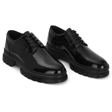 BRIO Genuine Leather chunky Glossy Shoes – Black