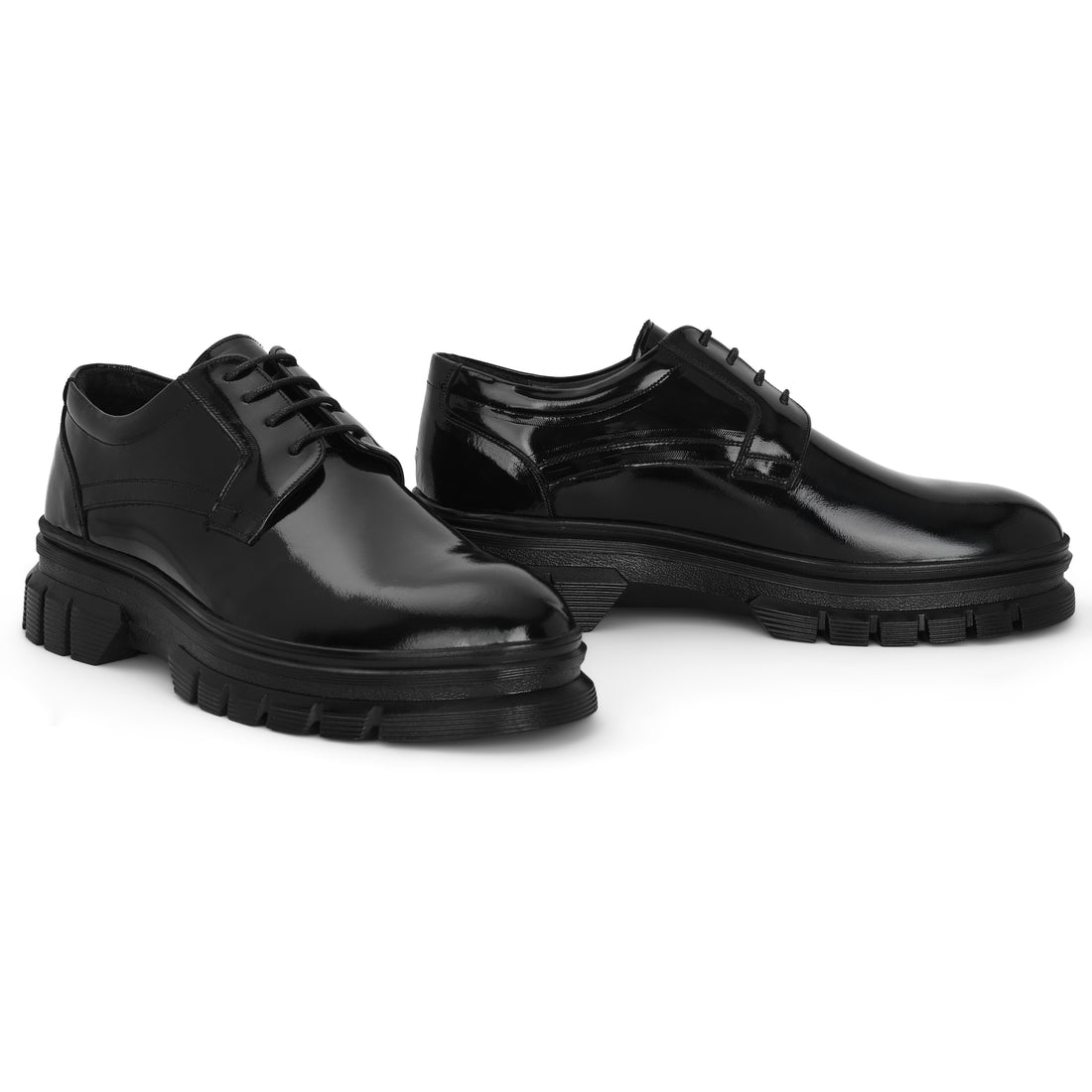 BRIO Genuine Leather chunky Glossy Shoes – Black