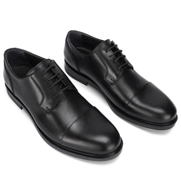 Brio Classic Derby Cap Toe Shoes  - Black