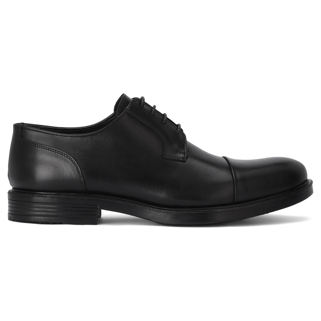 Brio Classic Derby Cap Toe Shoes  - Black
