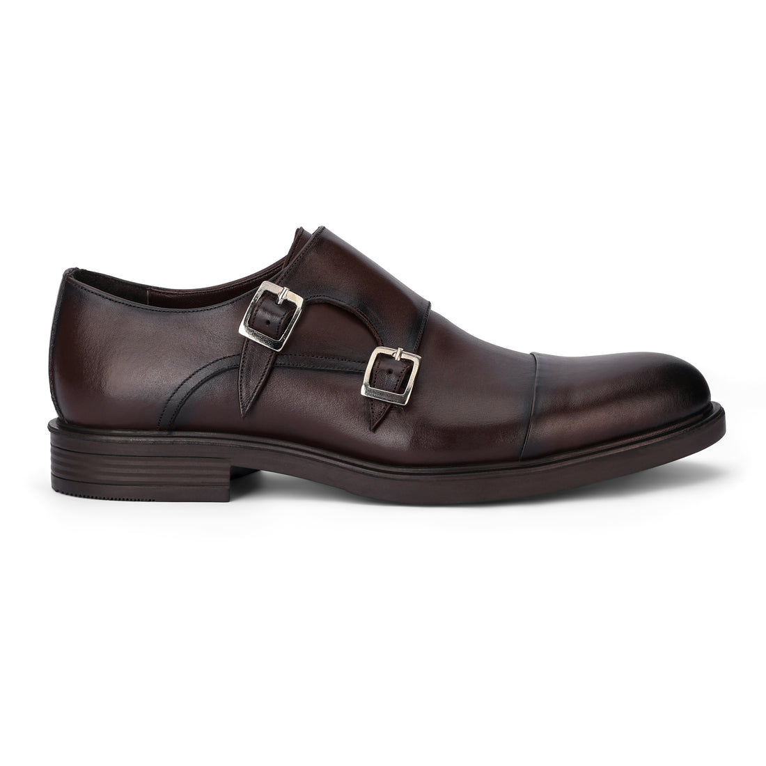 BRIO Genuine Leather Cap Toe Double Monk – New Brown