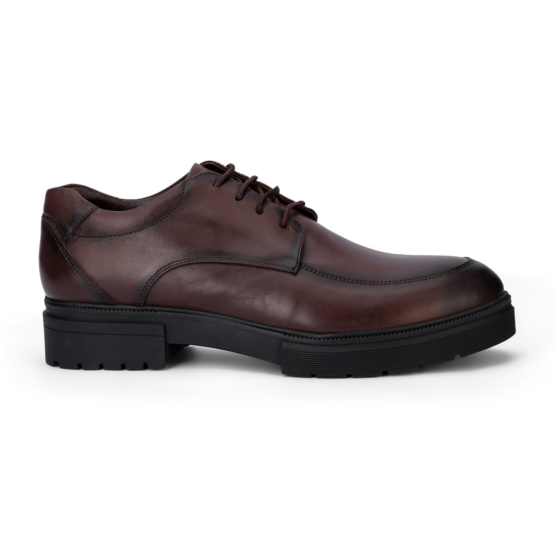 ‏BRIO Genuine Leather Moc Toe Derbys – Brown