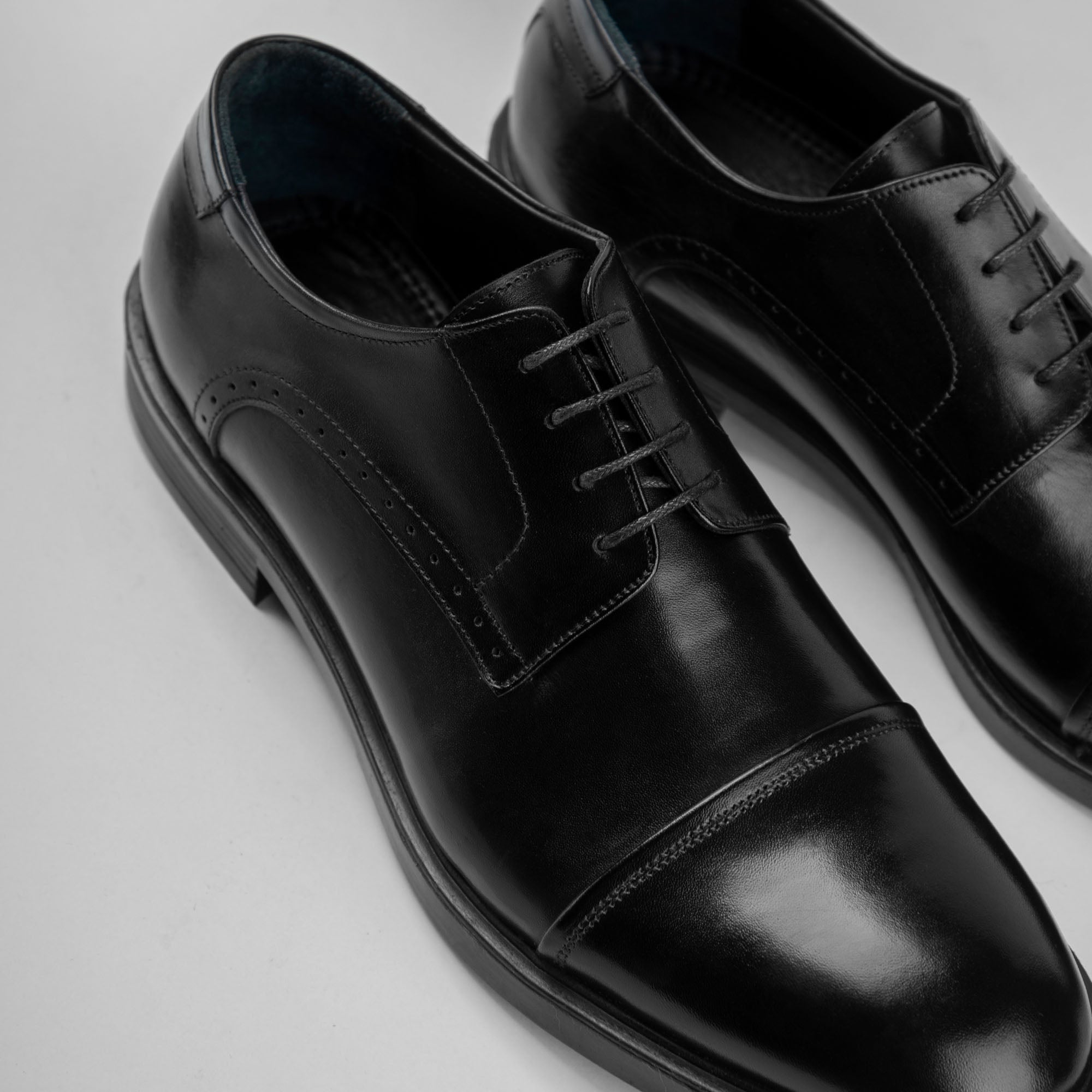 Derby Cap Toe Shoes - Black – brioshoes