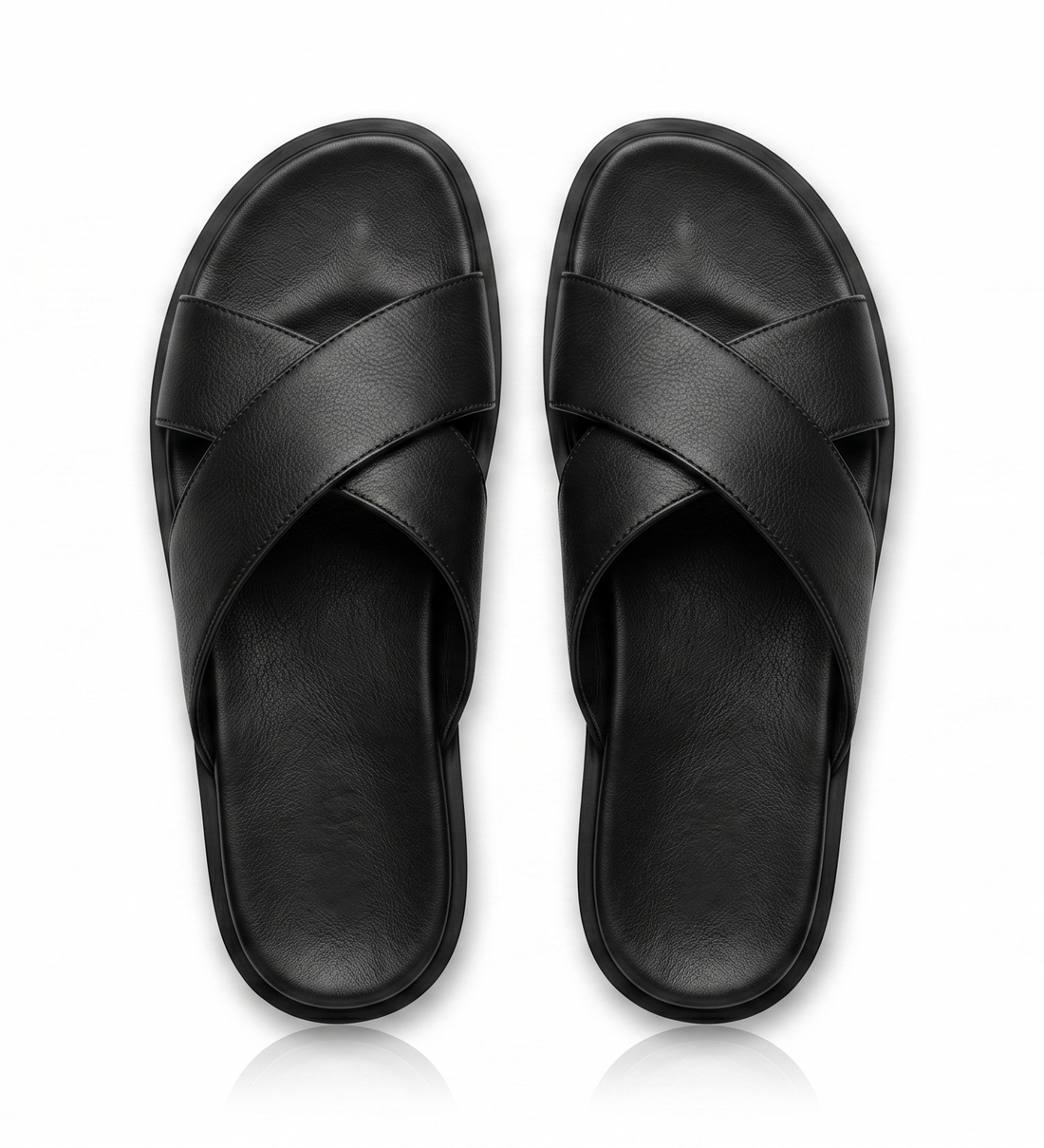 Brio Nubia Sandals Classic Double Strap Slides - Black