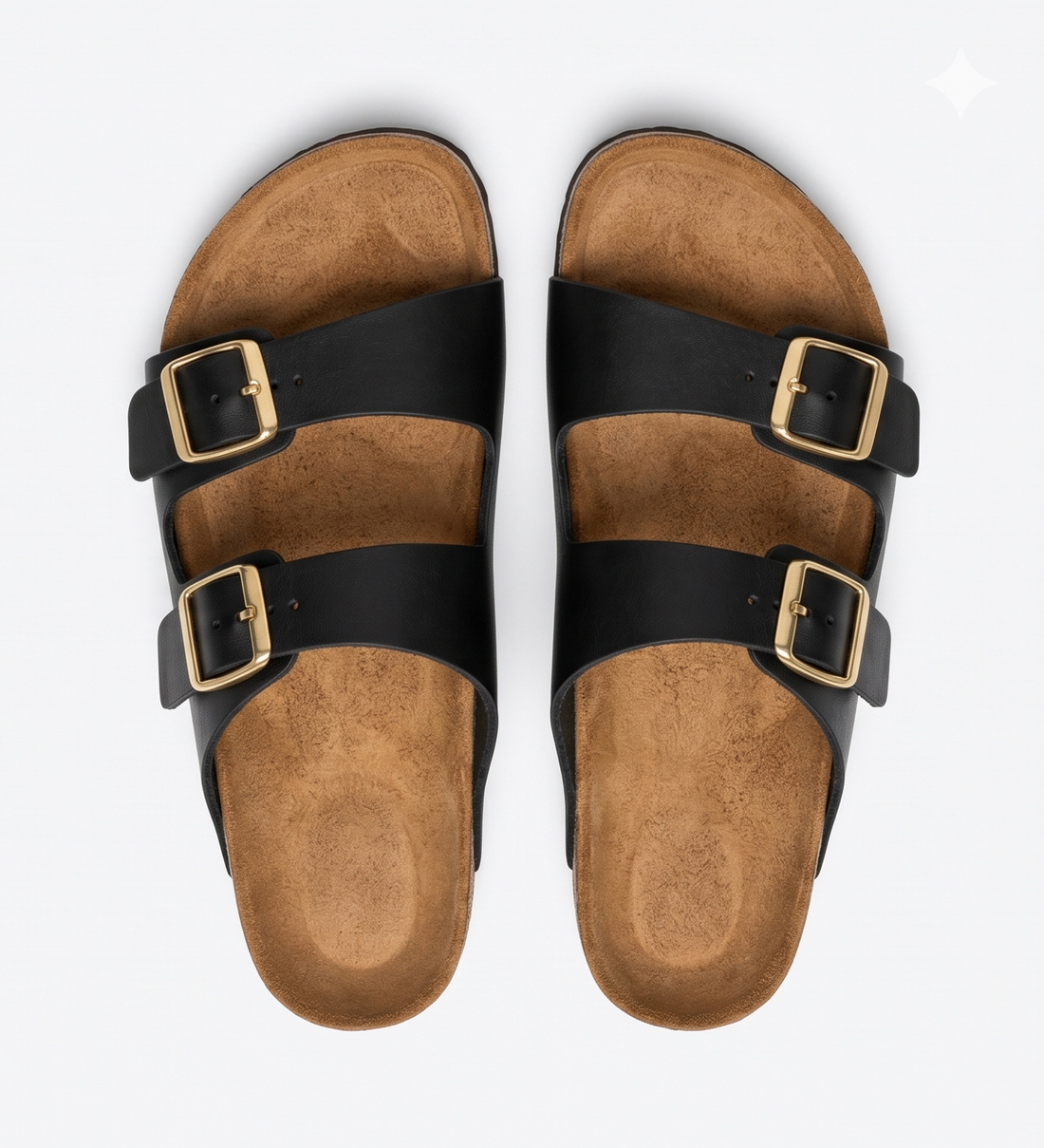 Brio Dahab Step Classic Double Strap Slides - Black