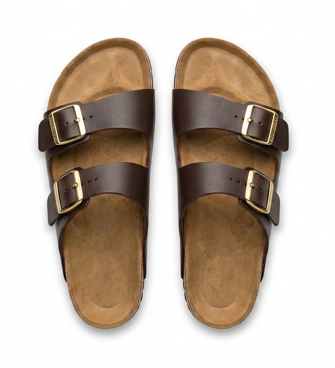Brio Dahab Step Classic Double Strap Slides - Brown
