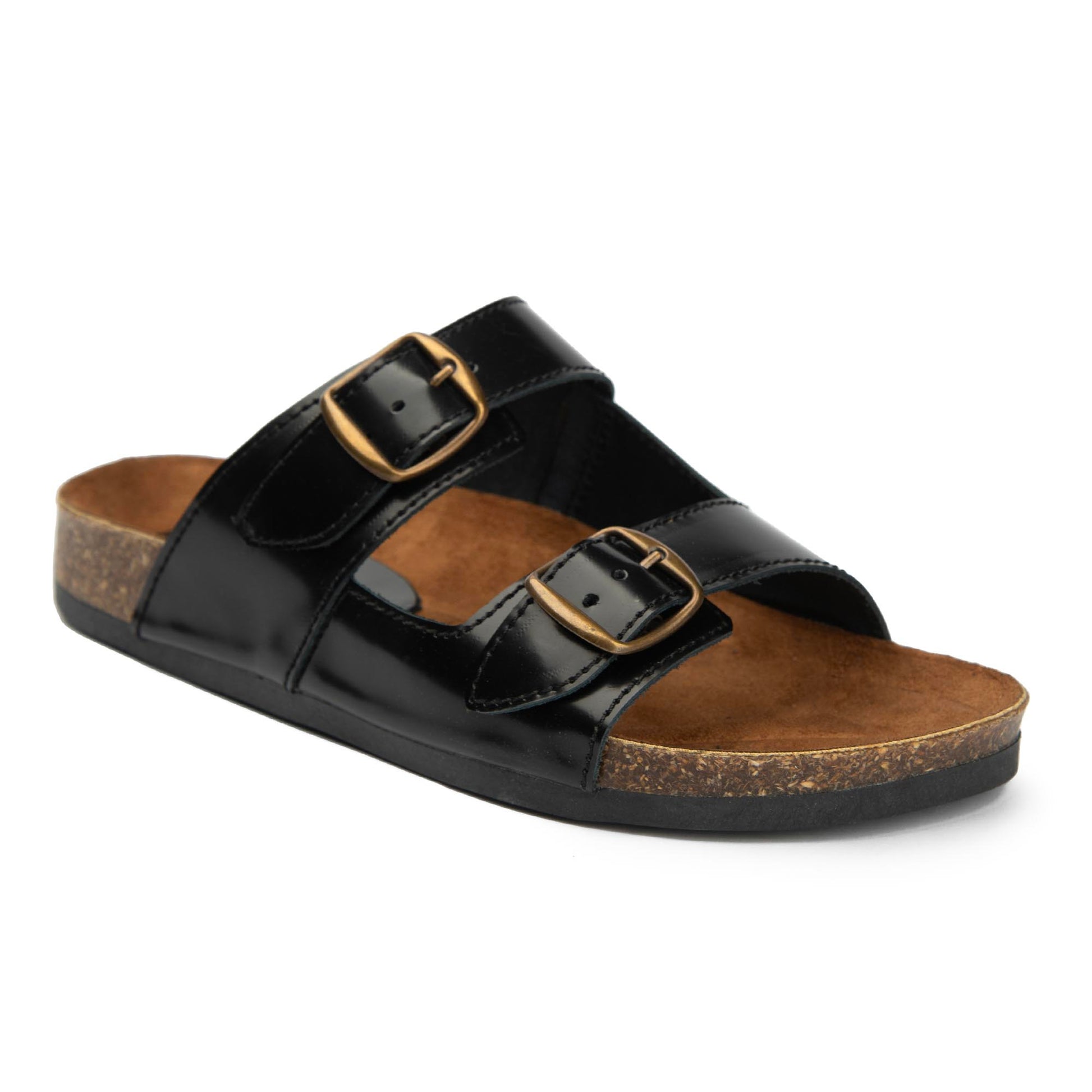 Arizona Black Natural Leather Slippers – brioshoes