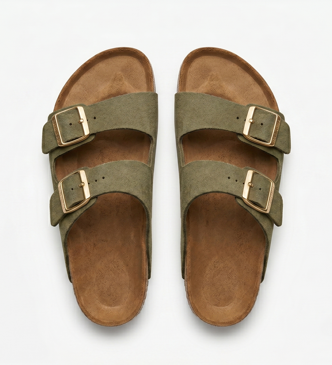 Brio Siwa Step Classic Double Strap Slides - Olive