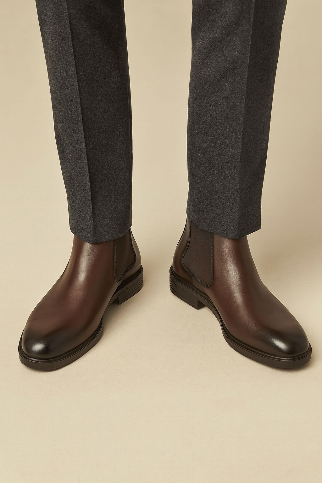 Brio Sleek Leather Chelsea Boots - Brown