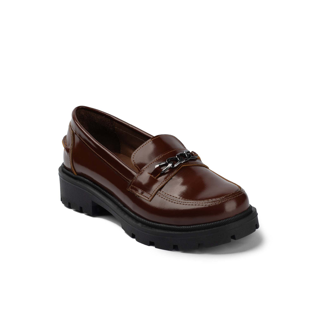 Flora Brown Natural Leather Loafers